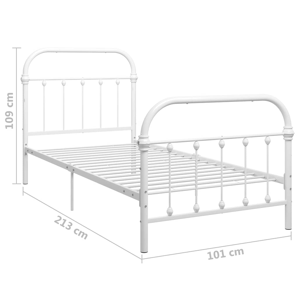 sengestel 90 x 200 cm metal hvid
