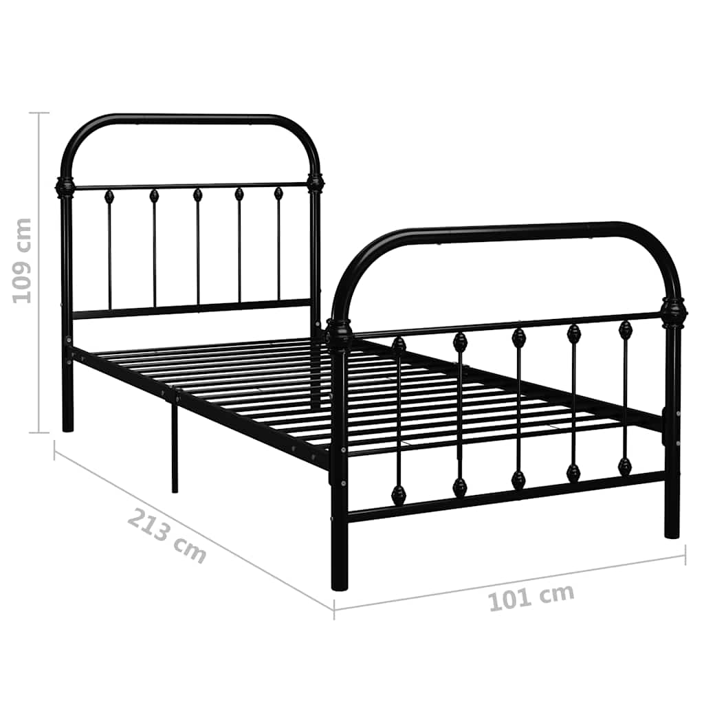 sengestel 90x200 cm metal sort