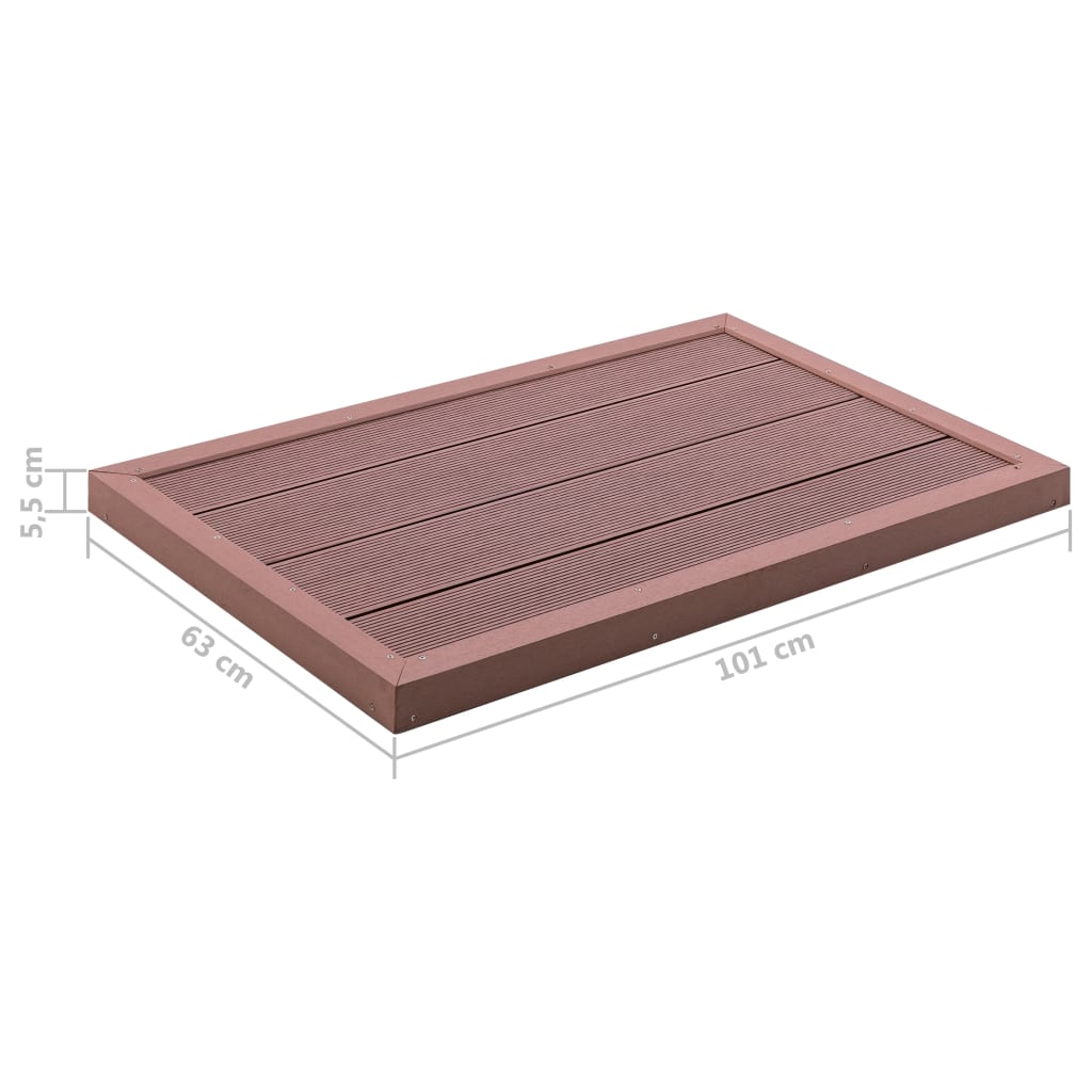 gulvelement til soldrevet bruser 101 x 63 x 5,5 cm WPC brun