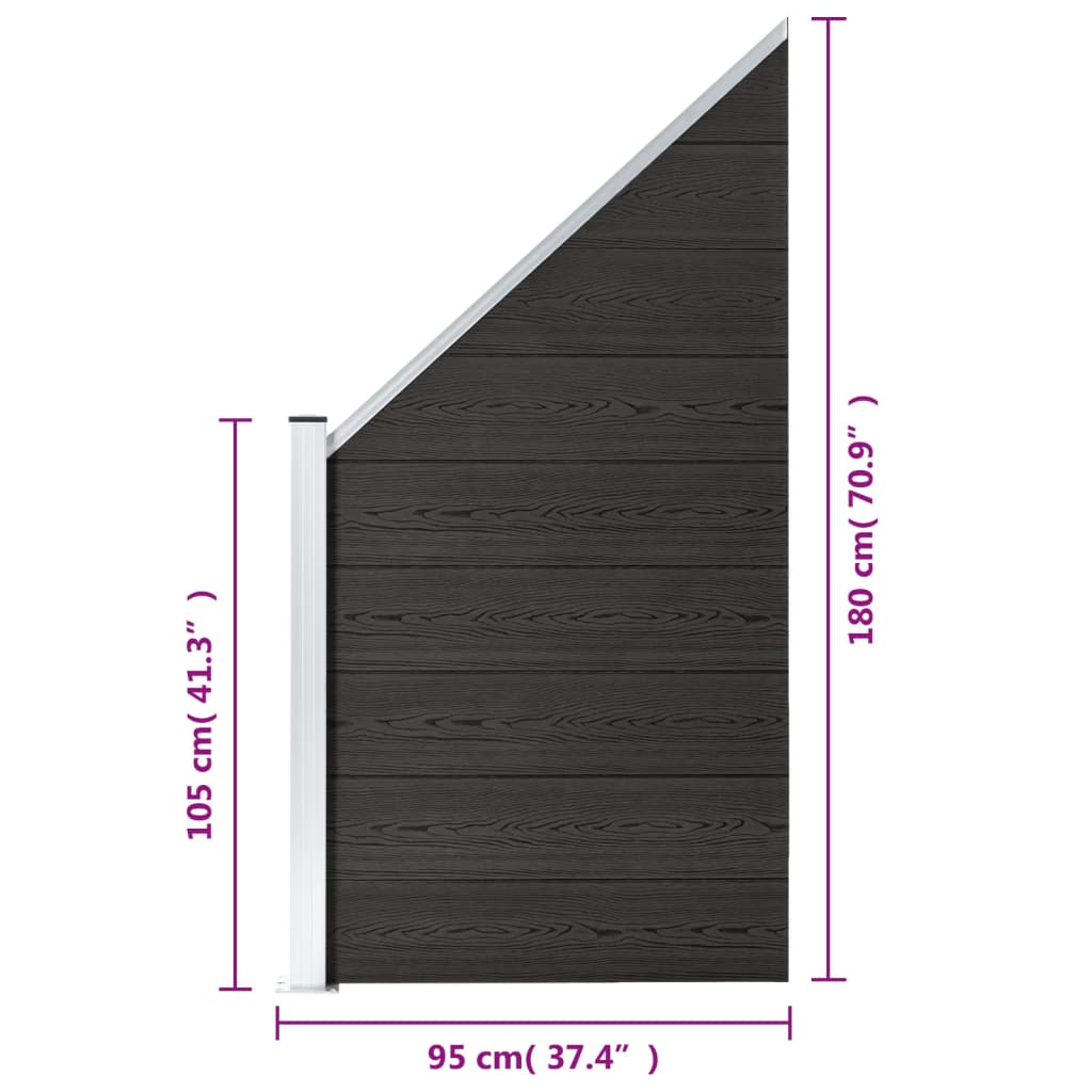 hegnspanel 95x(105-180) cm WPC grå