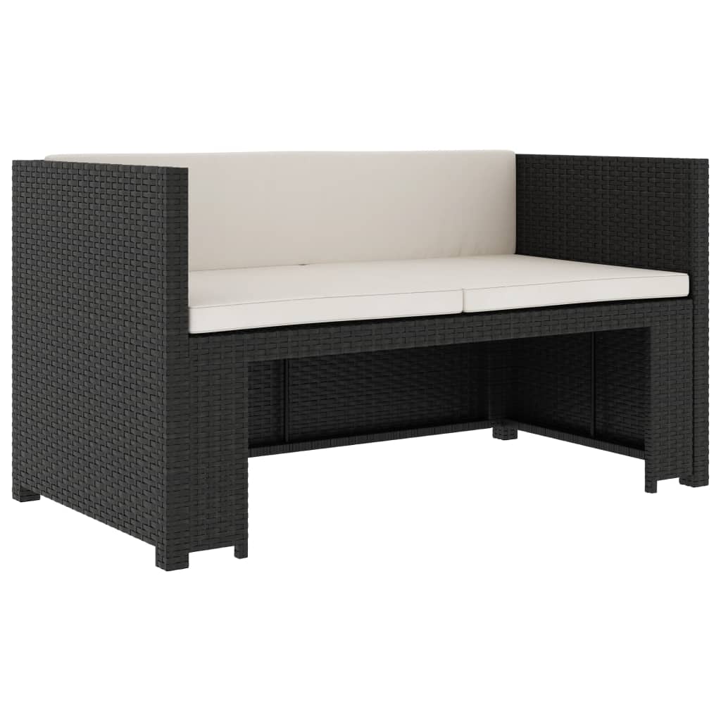 haveloungesæt 5 dele med hynder polyrattan sort
