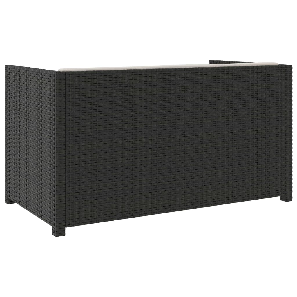 haveloungesæt 5 dele med hynder polyrattan sort