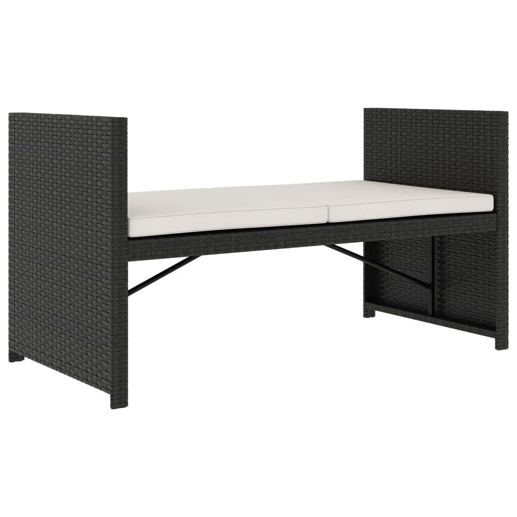 haveloungesæt 5 dele med hynder polyrattan sort