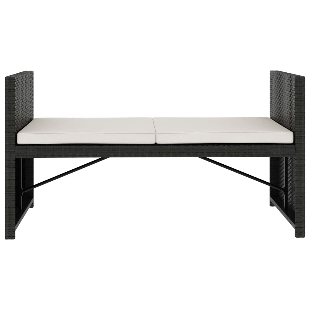 haveloungesæt 5 dele med hynder polyrattan sort