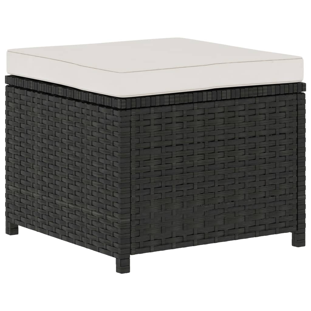 haveloungesæt 5 dele med hynder polyrattan sort