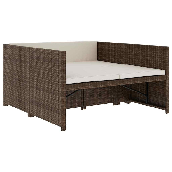 haveloungesæt 5 dele med hynder polyrattan brun