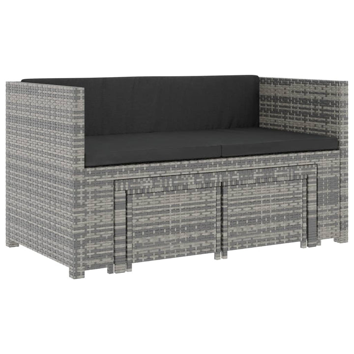 haveloungesæt 5 dele med hynder polyrattan grå