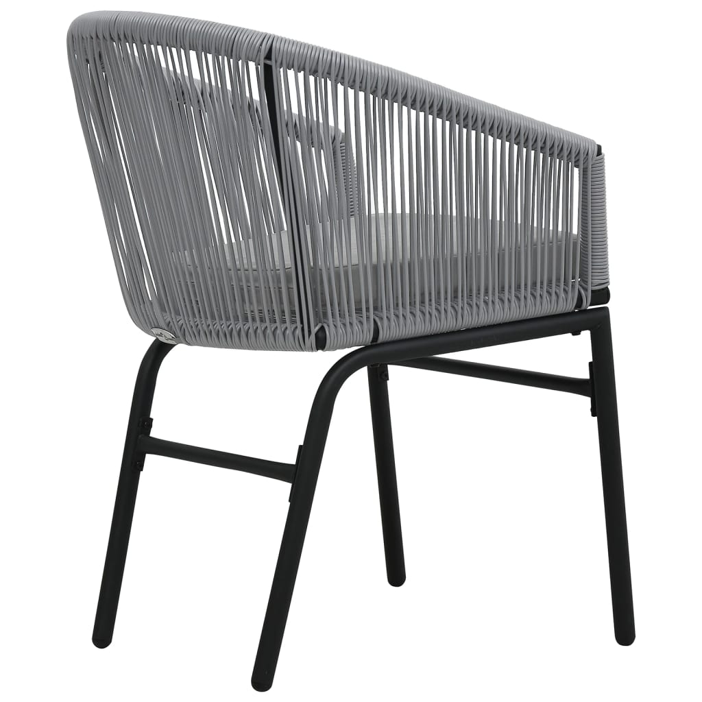 bistrosæt 3 dele med hynder PVC-rattan grå