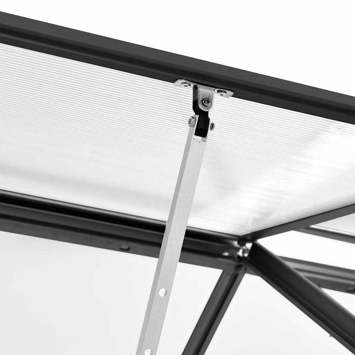 drivhus med fundamentramme 7,03 m² aluminium antracitgrå