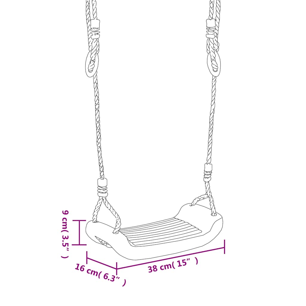 gynger med reb 2 stk. 38x16 cm polyethylen blå