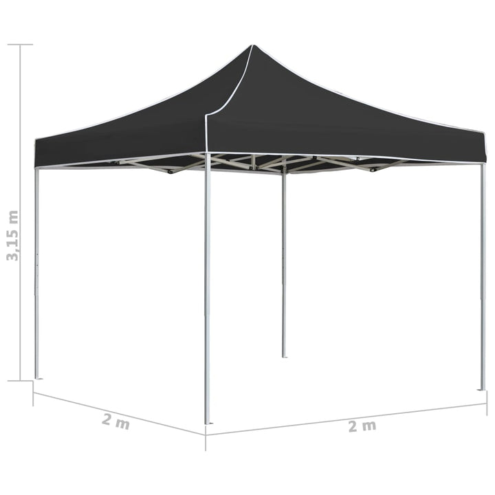 foldbart festtelt aluminium 2 x 2 m antracitgrå