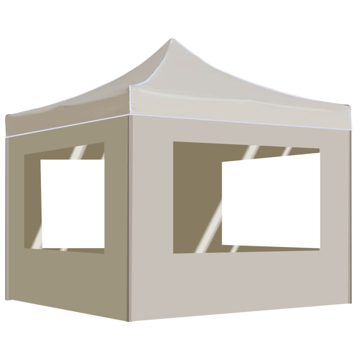 foldbart festtelt med vægge aluminium 2 x 2 m cremefarvet