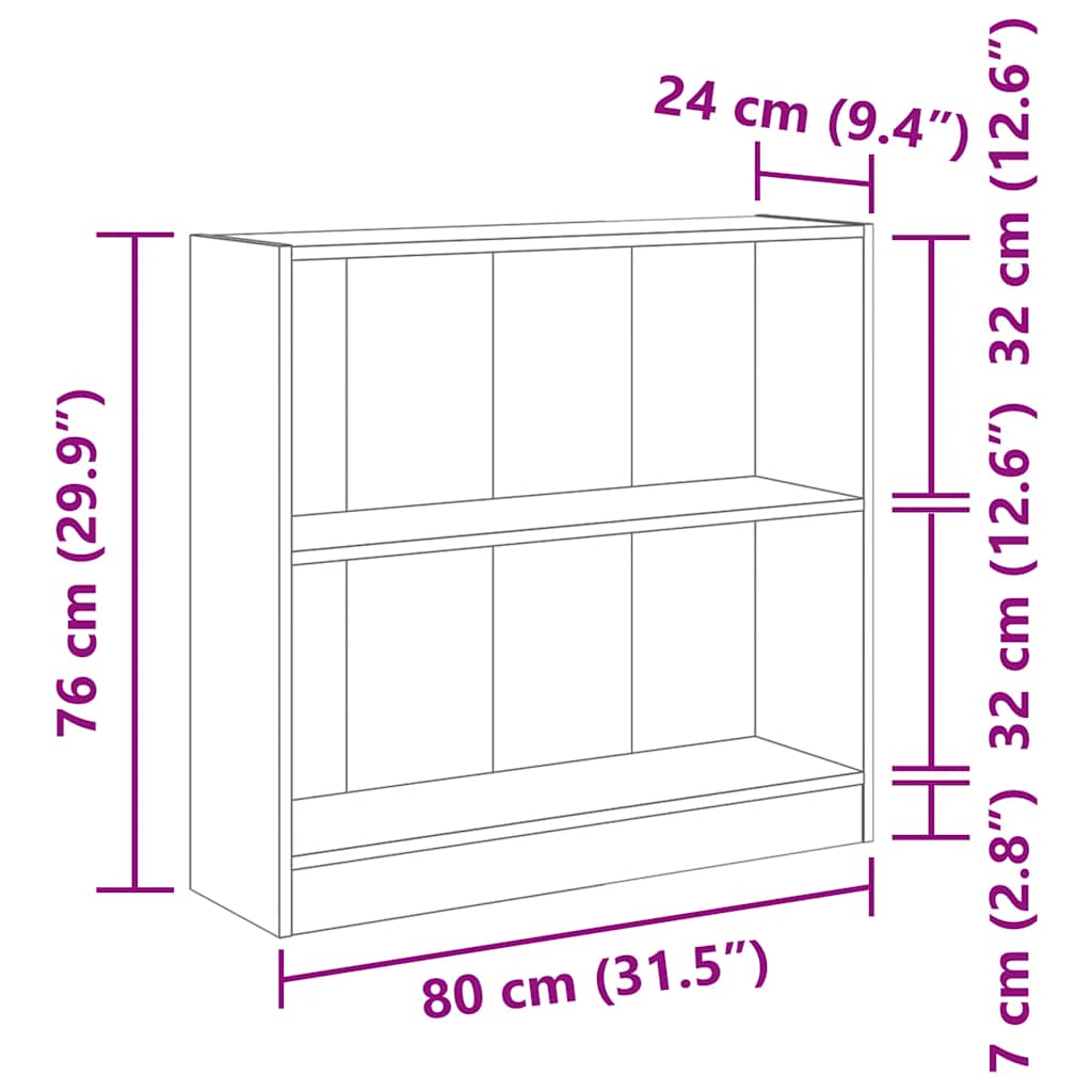 bogreol 80x24x75 cm konstrueret træ hvid