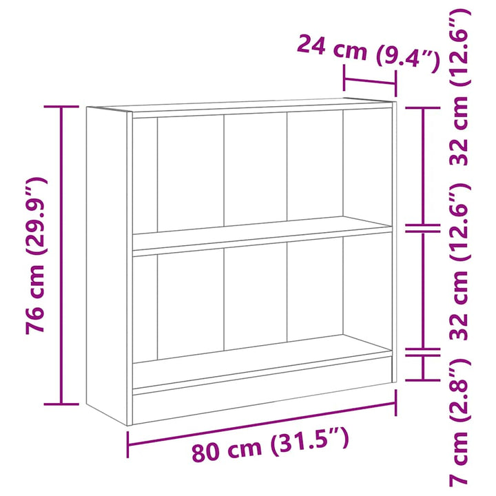 bogreol 80x24x75 cm konstrueret træ hvid