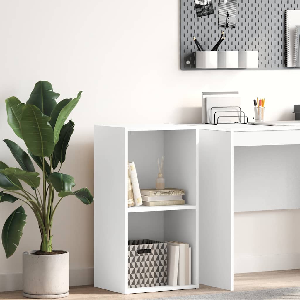 bogreol med 2 hylder 40x30x76,5 cm konstrueret træ hvid