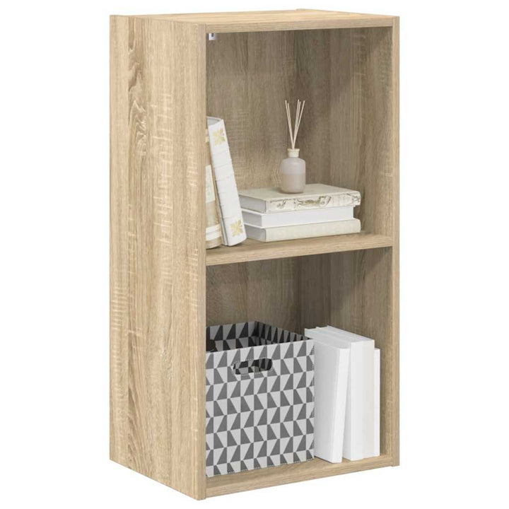 bogreol med 2 hylder 40x30x76,5 cm konstrueret træ sonoma-eg