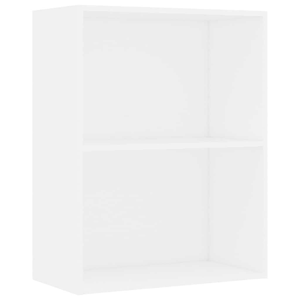 bogreol med 2 hylder 60x30x76,5 cm konstrueret træ hvid