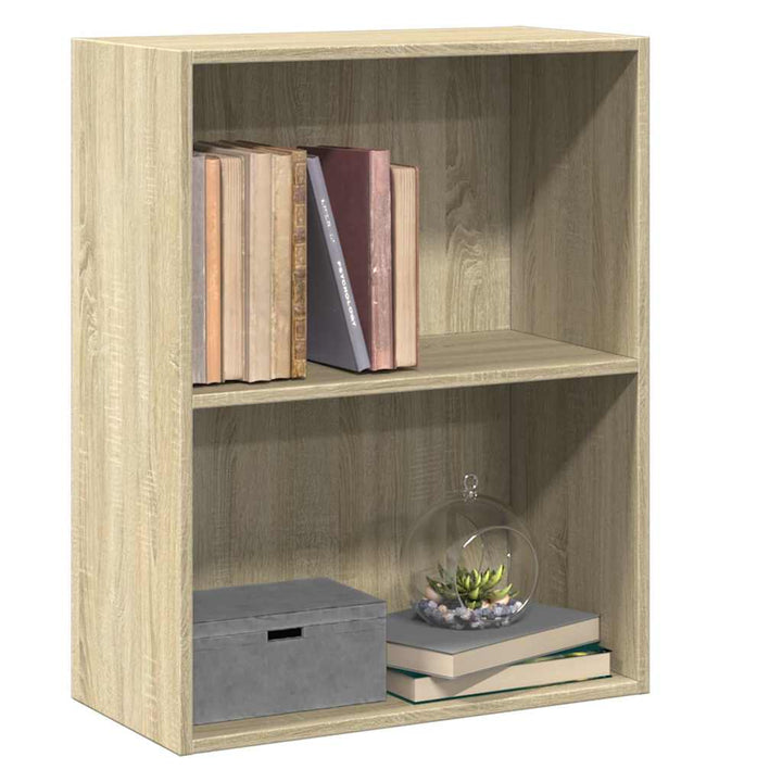 bogreol med 2 hylder 60x30x76,5 cm konstrueret træ sonoma-eg