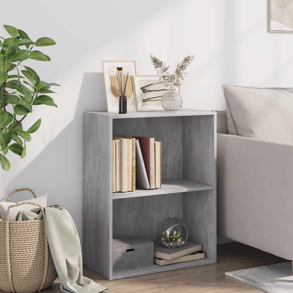 bogreol med 2 hylder 60x30x76,5 cm konstrueret træ betongrå