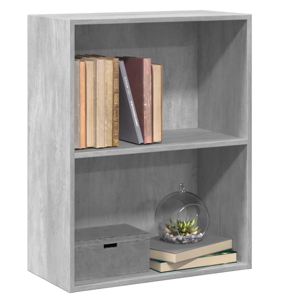 bogreol med 2 hylder 60x30x76,5 cm konstrueret træ betongrå