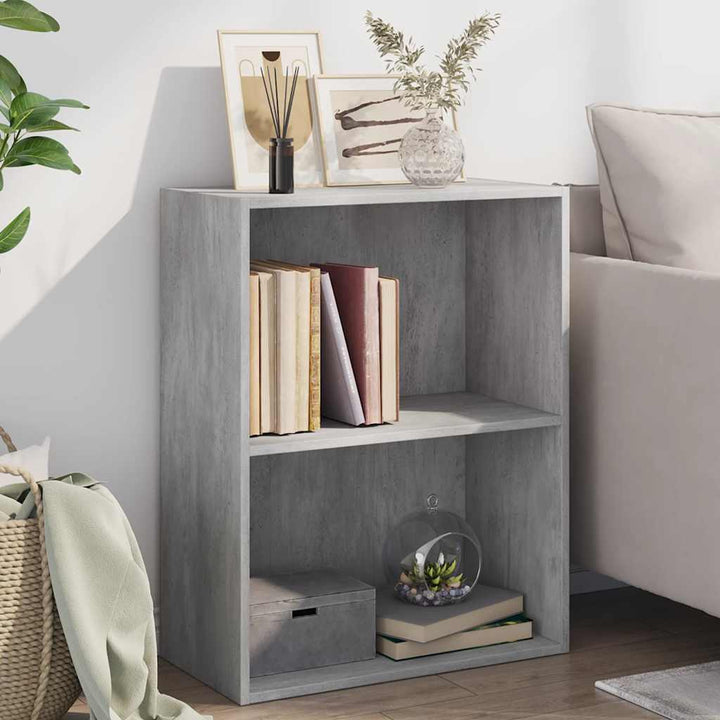 bogreol med 2 hylder 60x30x76,5 cm konstrueret træ betongrå