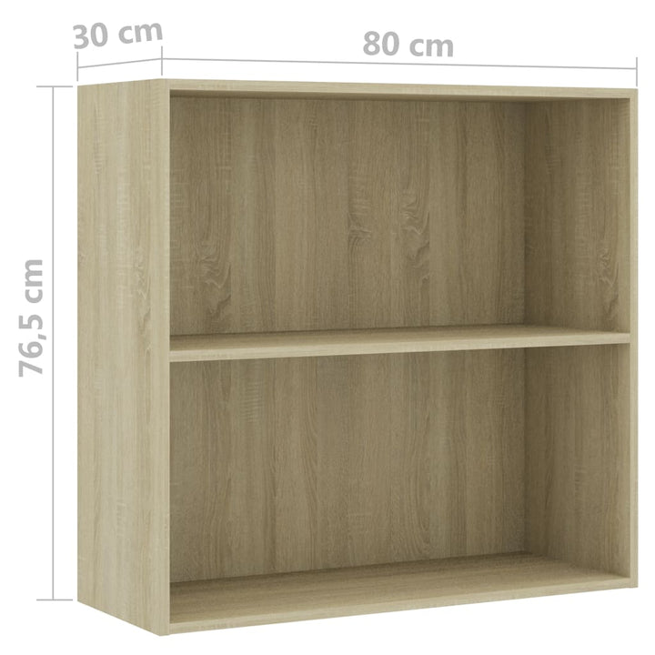 bogreol 80x30x76,5 cm konstrueret træ sonoma-eg