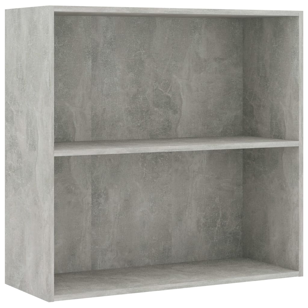 bogreol med 2 hylder 80x30x76,5 cm konstrueret træ betongrå