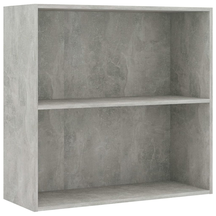 bogreol med 2 hylder 80x30x76,5 cm konstrueret træ betongrå