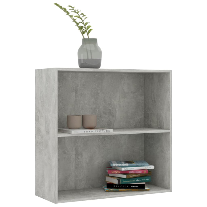 bogreol med 2 hylder 80x30x76,5 cm konstrueret træ betongrå