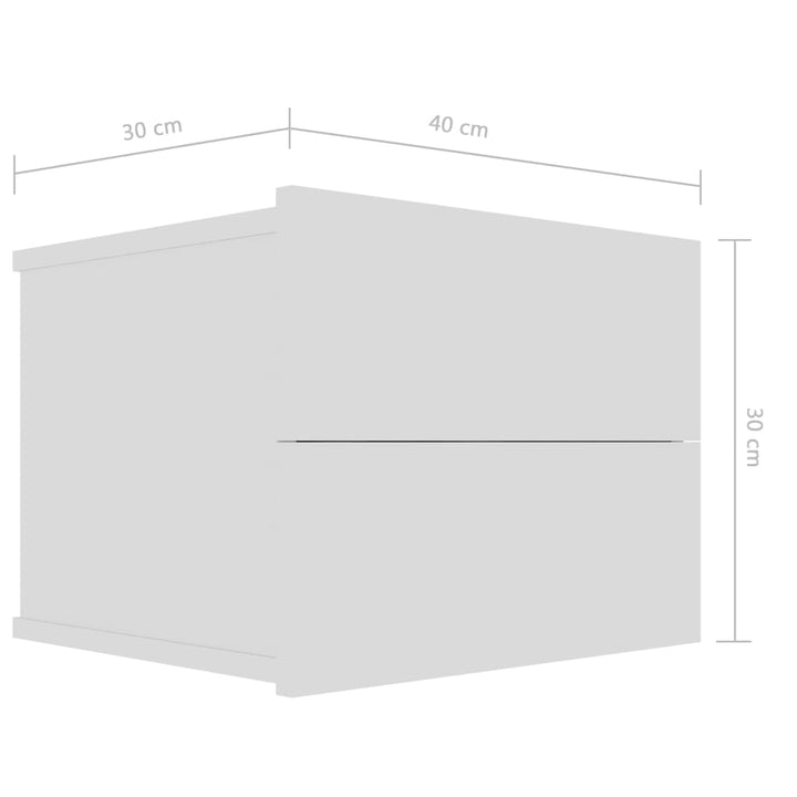 sengeborde 2 stk. 40x30x30 cm konstrueret træ hvid