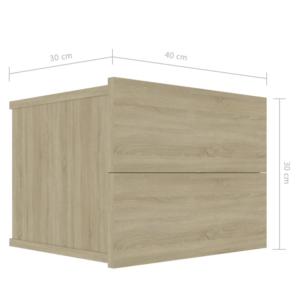sengeborde 2 stk. 40x30x30 cm konstrueret træ sonoma-eg