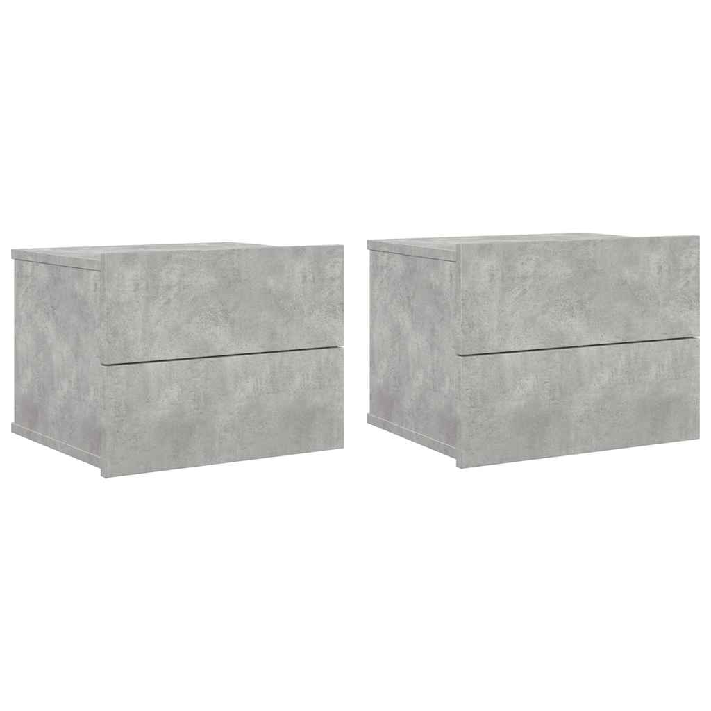 sengeborde 2 stk. 40x30x30 cm konstrueret træ betongrå