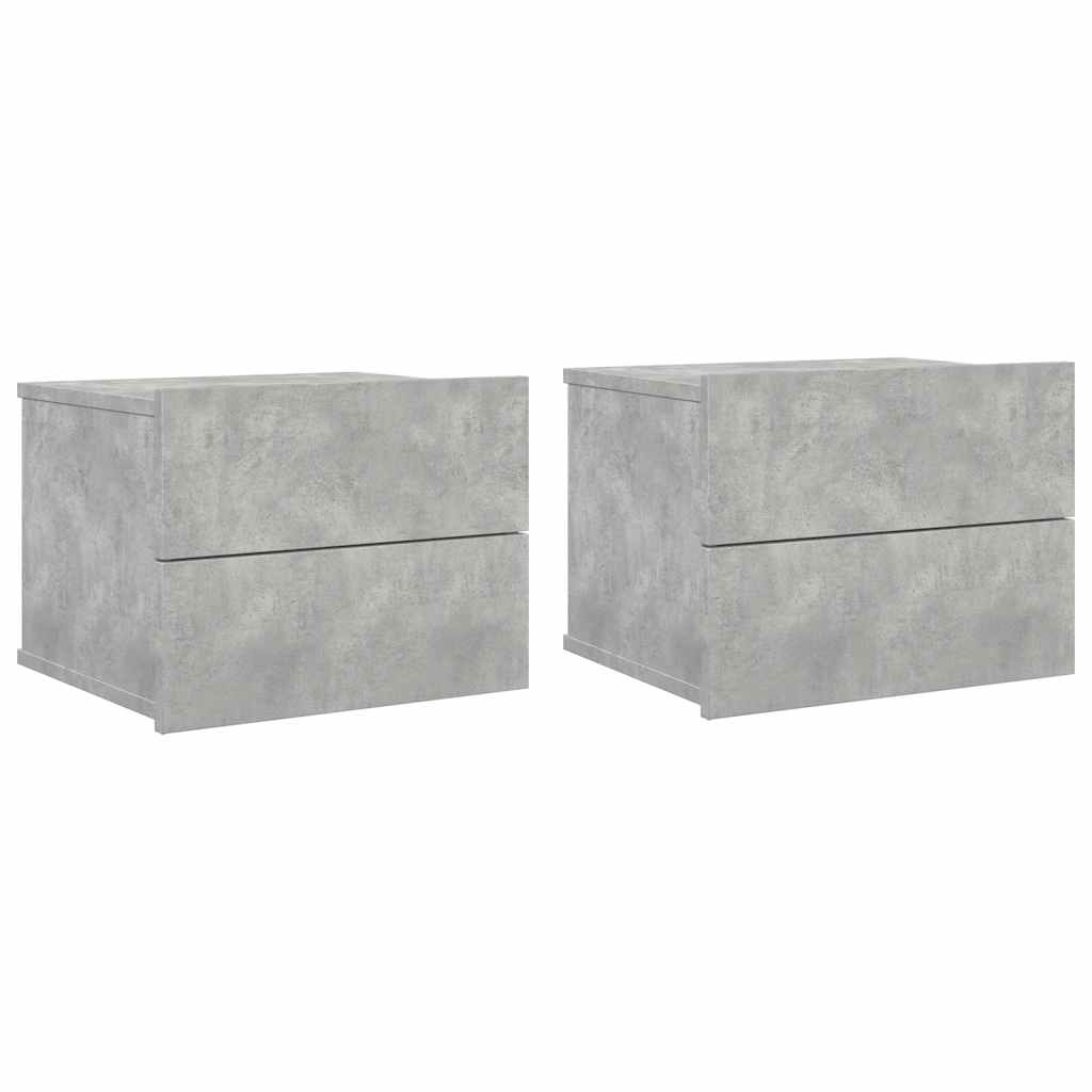 sengeborde 2 stk. 40x30x30 cm konstrueret træ betongrå