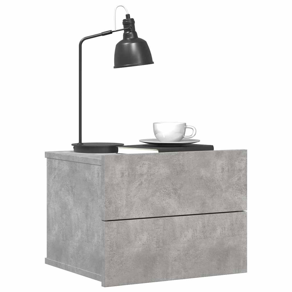 sengeborde 2 stk. 40x30x30 cm konstrueret træ betongrå