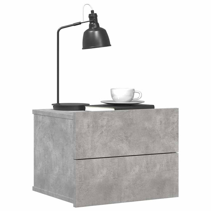 sengeborde 2 stk. 40x30x30 cm konstrueret træ betongrå