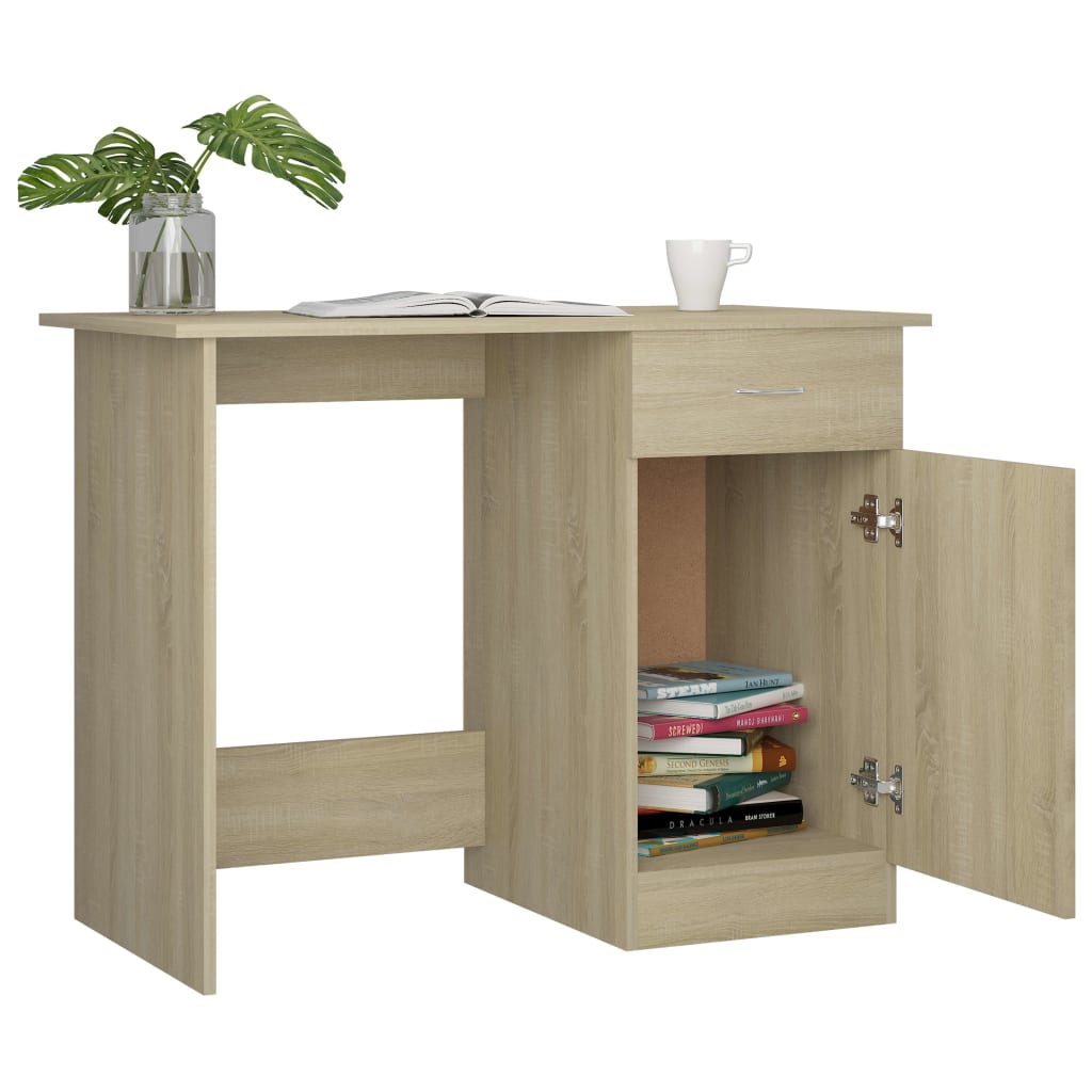 skrivebord 100x50x76 cm konstrueret træ sonoma-eg