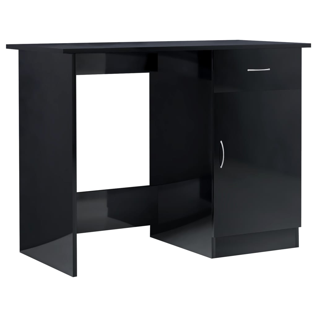 skrivebord 100x50x76 cm konstrueret træ sort højglans