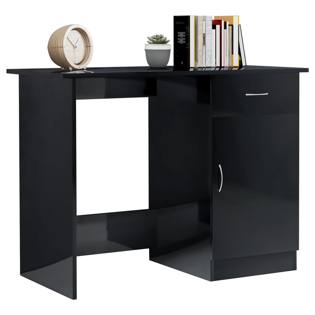 skrivebord 100x50x76 cm konstrueret træ sort højglans