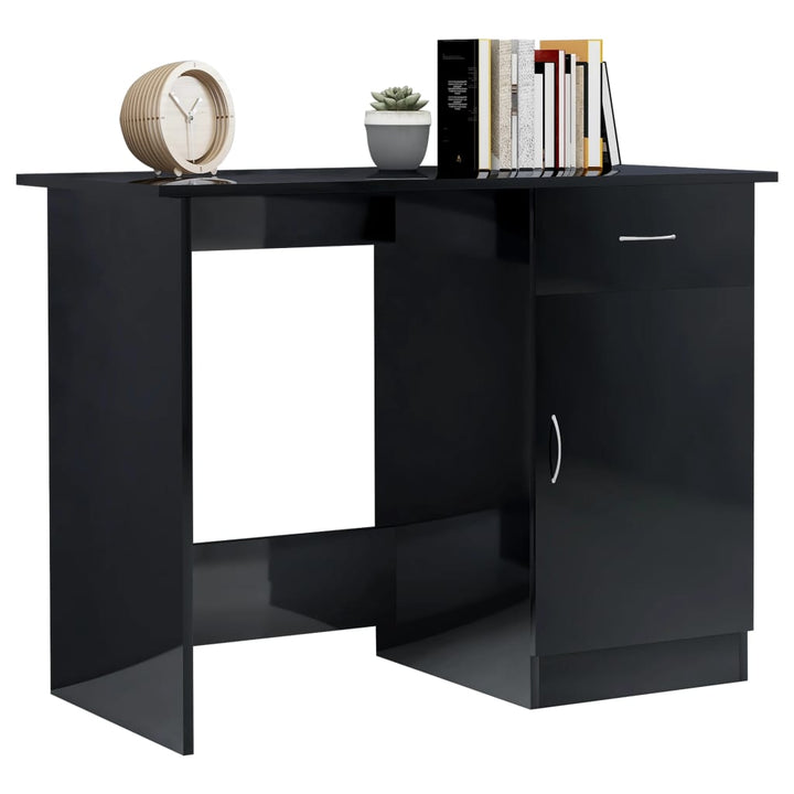 skrivebord 100x50x76 cm konstrueret træ sort højglans
