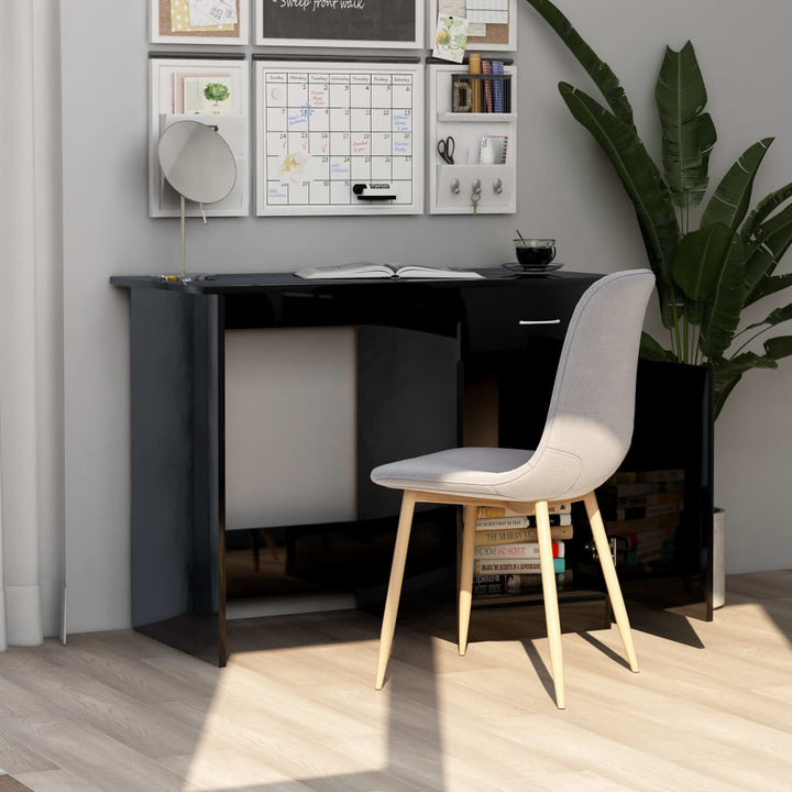 skrivebord 100x50x76 cm konstrueret træ sort højglans
