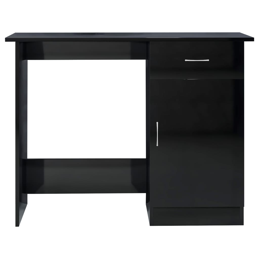 skrivebord 100x50x76 cm konstrueret træ sort højglans