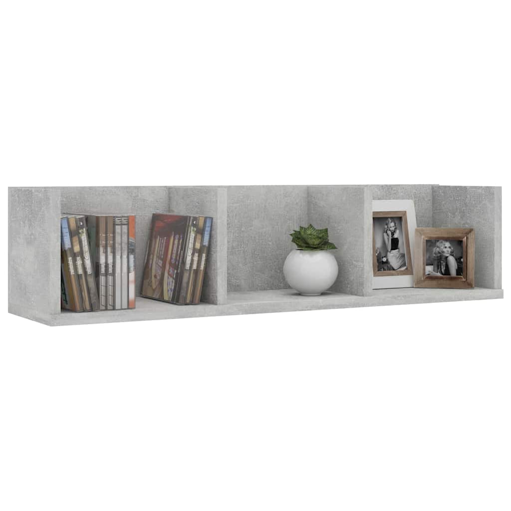 cd-reol 75x18x18 cm konstrueret træ betongrå
