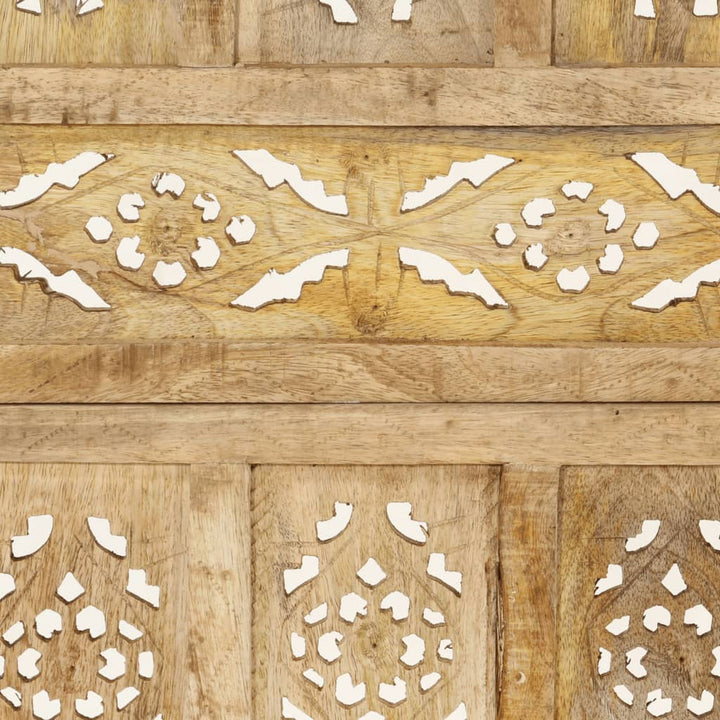 4-panels rumdeler håndskåret 160 x 165 cm massivt mangotræ
