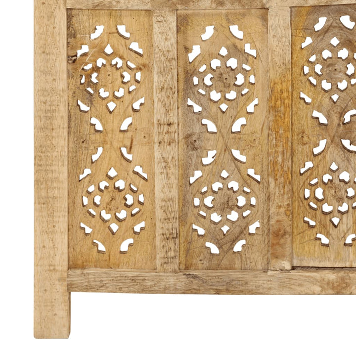 4-panels rumdeler håndskåret 160 x 165 cm massivt mangotræ