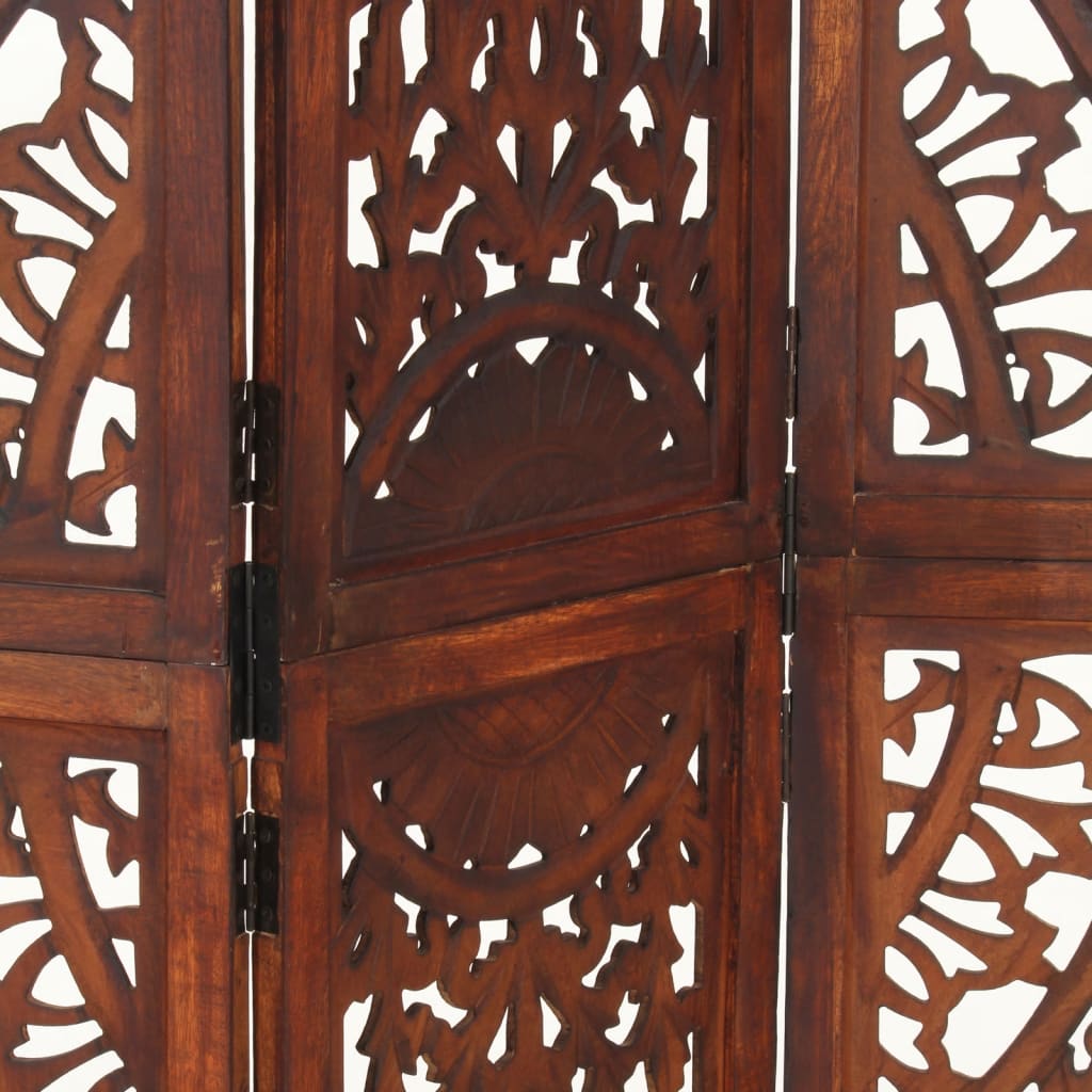 3-panels rumdeler håndskåret 120 x 165 cm massivt mangotræ brun