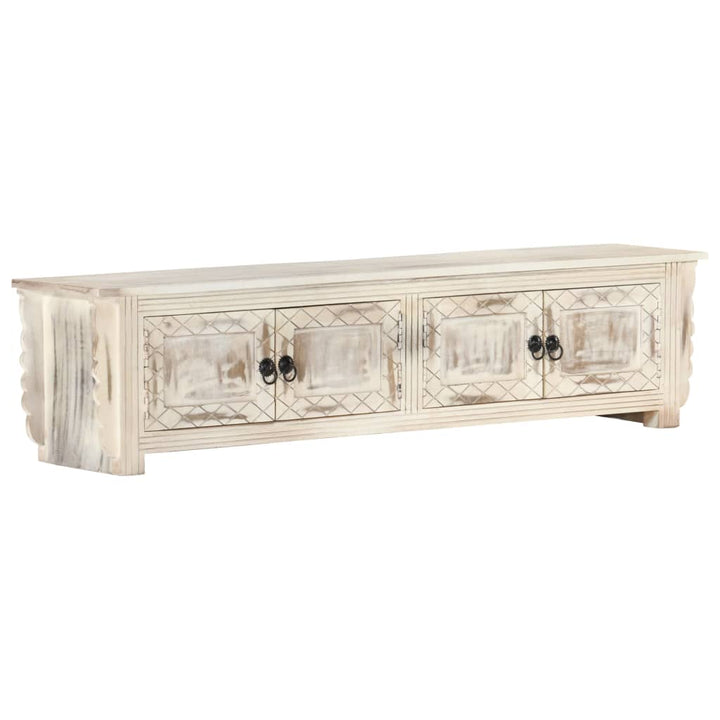 tv-skab 140x30x35 cm massivt mangotræ hvid