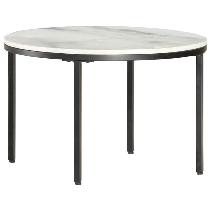 sofabord Ø64 cm ægte massivt marmor hvid og sort