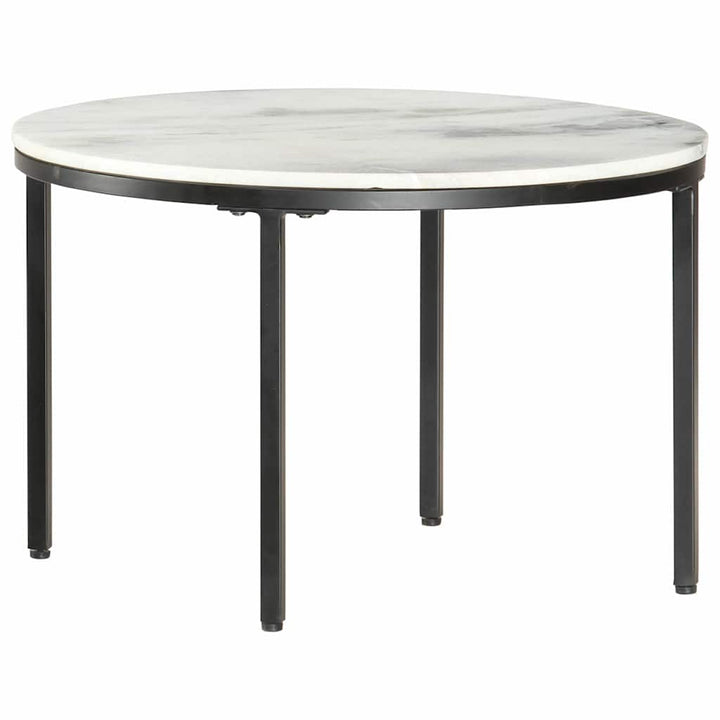 sofabord Ø64 cm ægte massivt marmor hvid og sort
