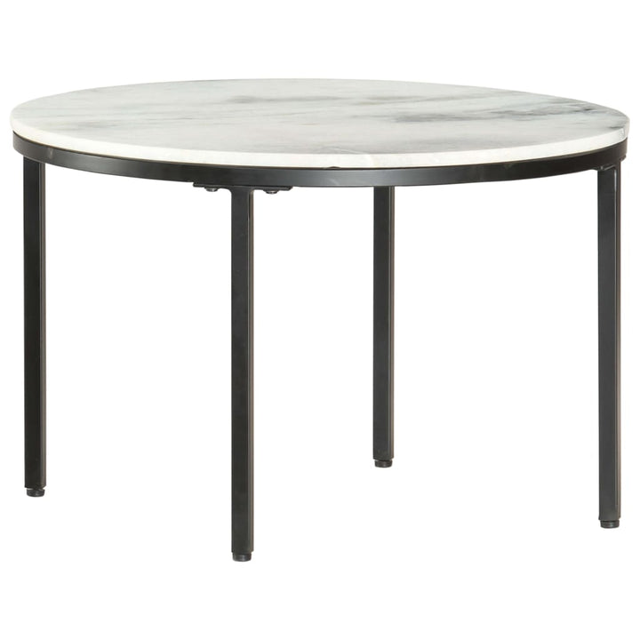 sofabord Ø64 cm ægte massivt marmor hvid og sort