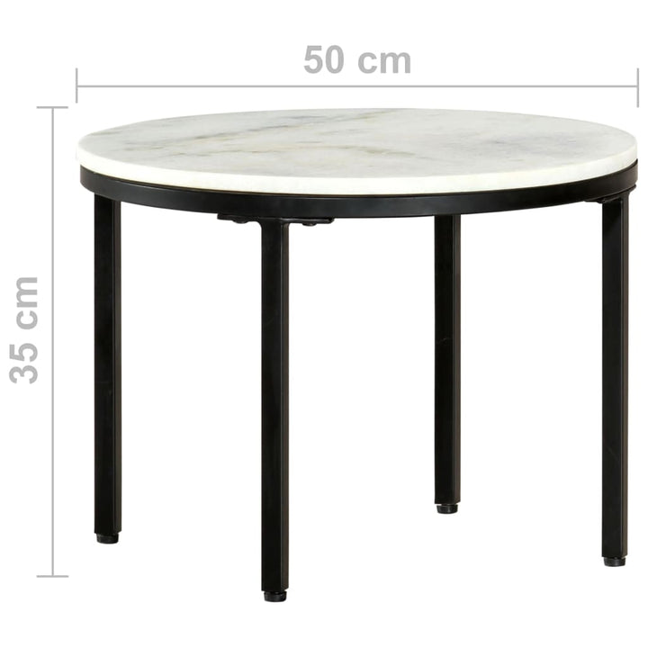 sofabord Ø 50 cm ægte massivt marmor hvid og sort
